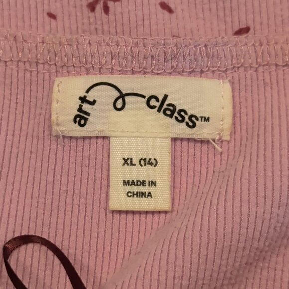 Art Class Girl's Sz XL 14 Cap Short Sleeve Square Neck Ribbed Dress Pink Barbie - Picture 8 of 10